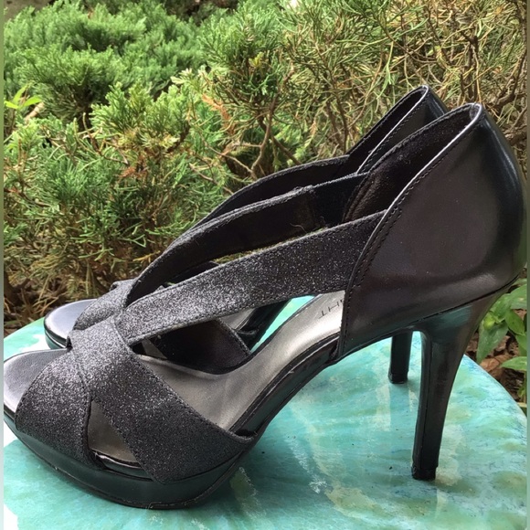 FioniTMnight (7) WOMEN’S Black Strapped Glitter Cage Shoes, Pre-owned. - Picture 9 of 11